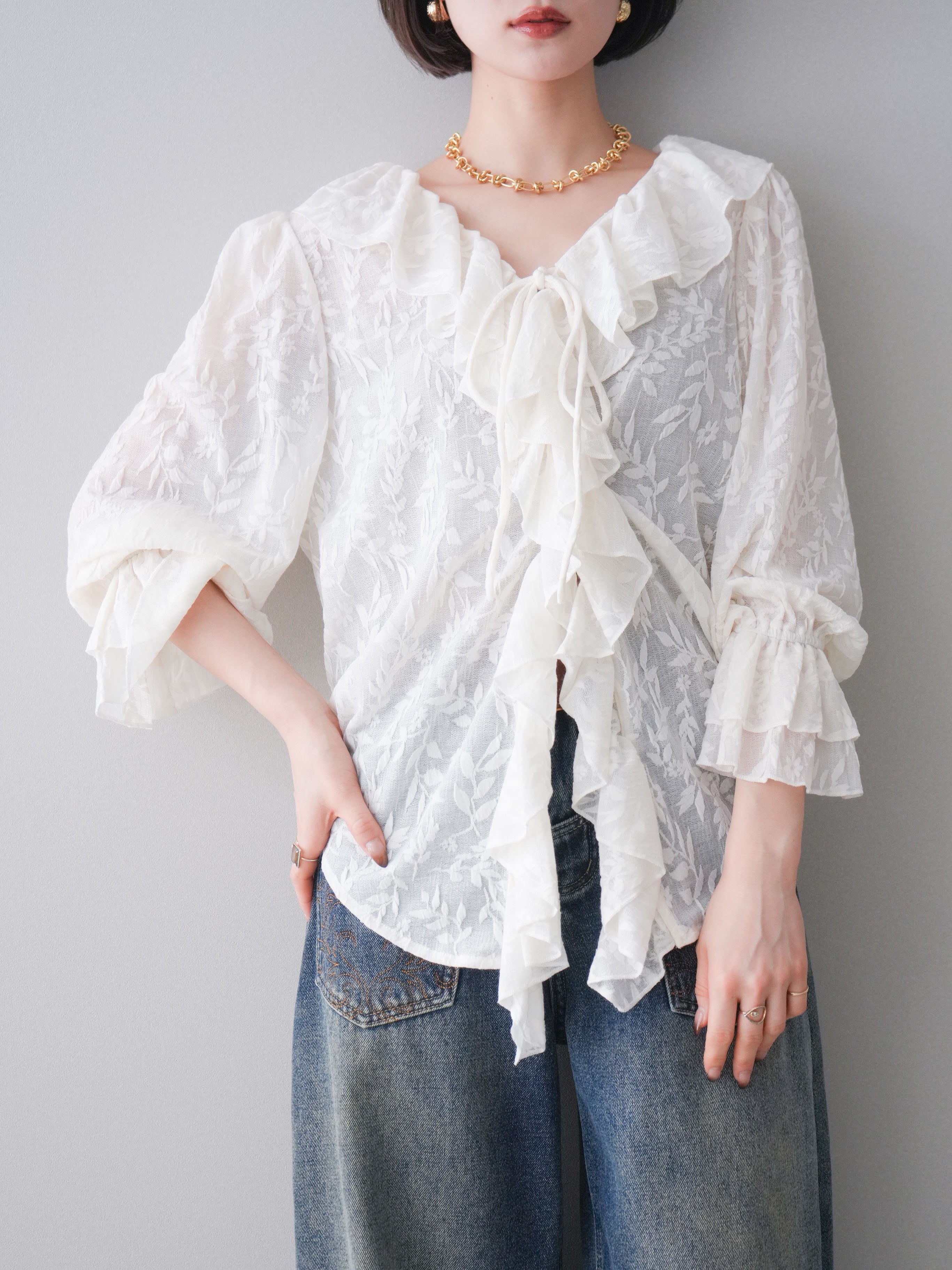 Lapis luce ガーリー ブラウス with lace Lace Ladies レース
