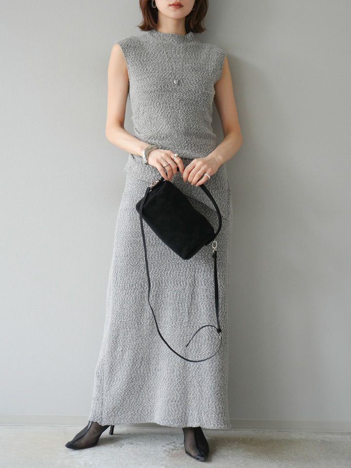 [予約]ブークレーニットIラインスカート/グレー