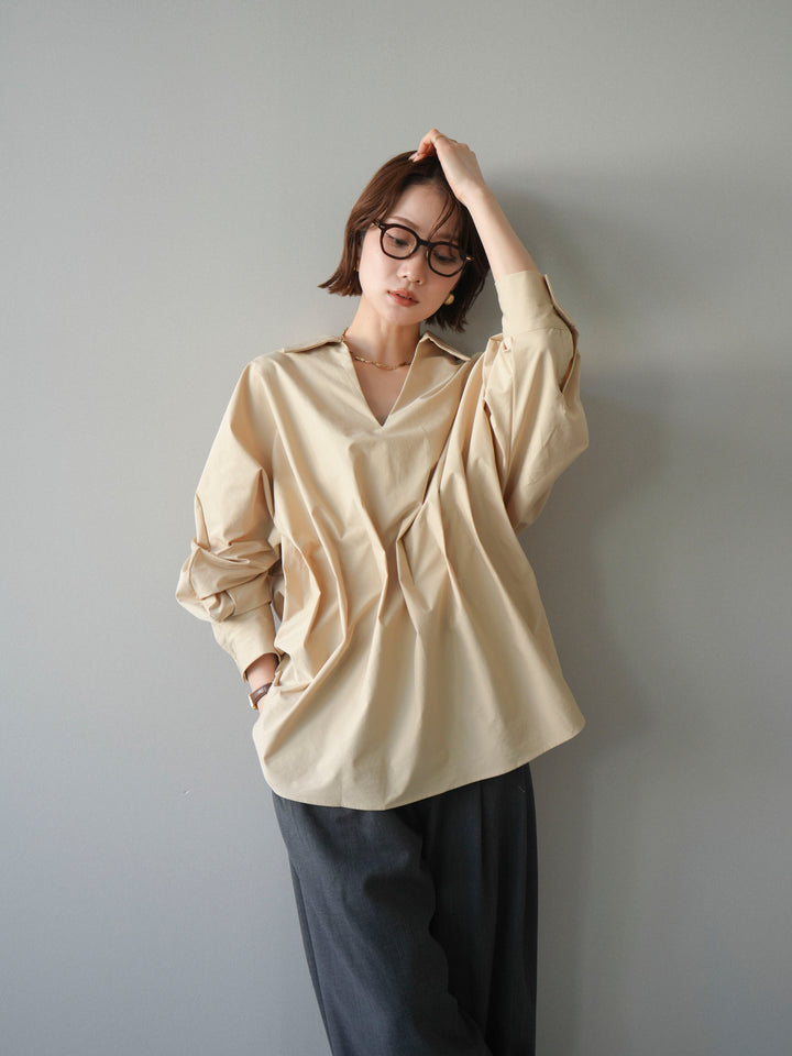 [予約]ウエストギャザースキッパーシャツ/beige