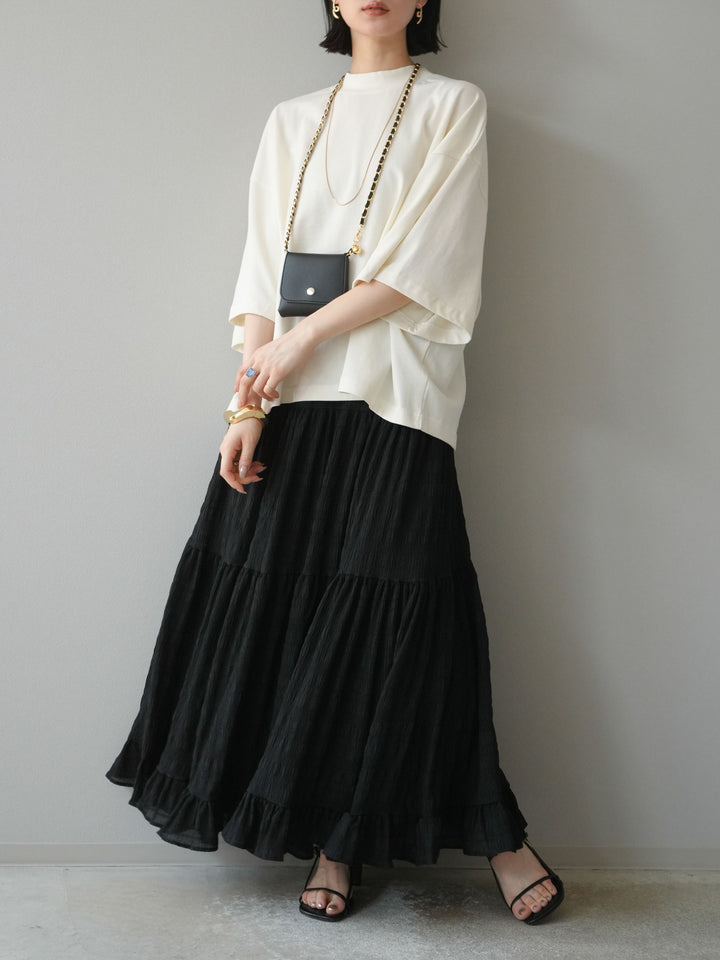 [予約]ワッシャーティアードスカート/ブラック