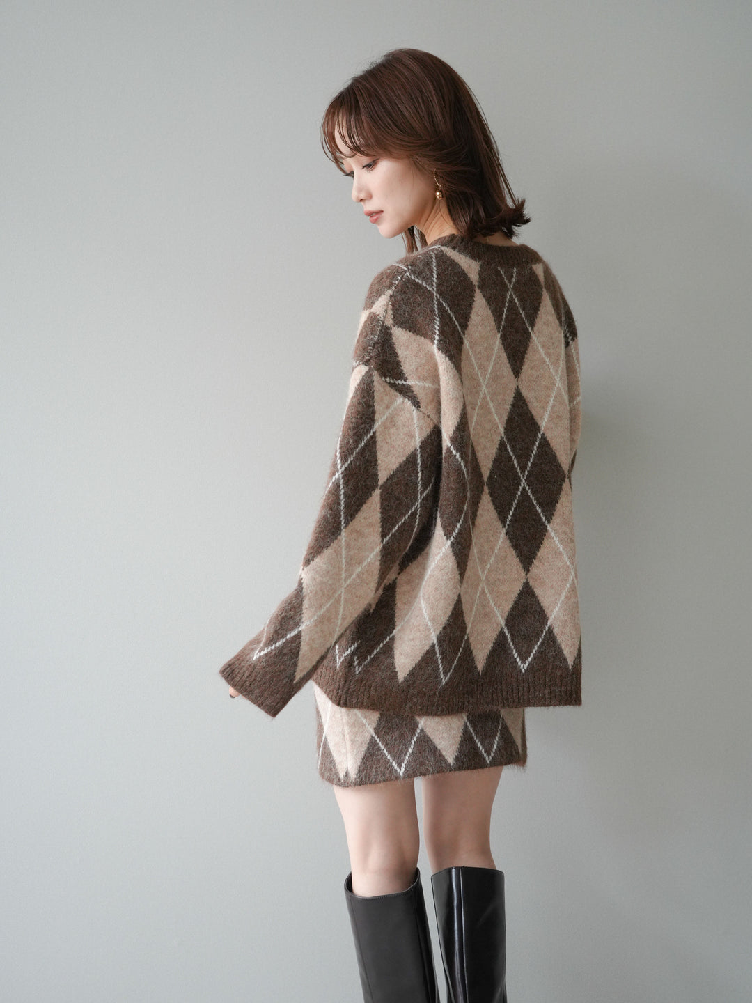 [SET]アーガイル柄ニットプルオーバー＆ミニスカート