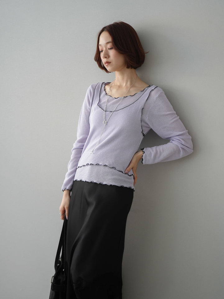 [SET]センターシームフレアパンツ+サテンライクアシメレーススカート(2set)