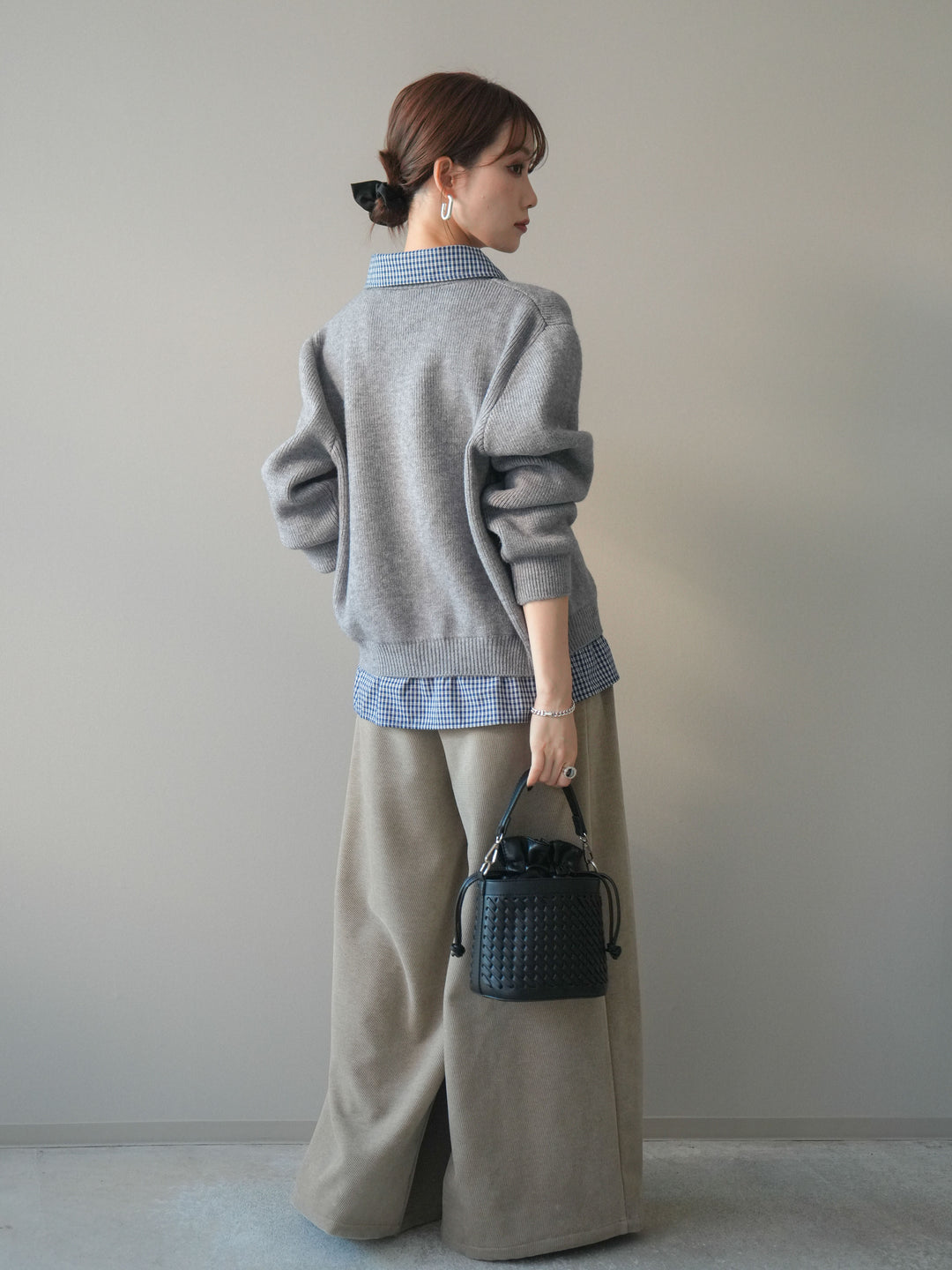 [予約]ベルトデザインループコールテンワイドパンツ(ベルト付き)/beige