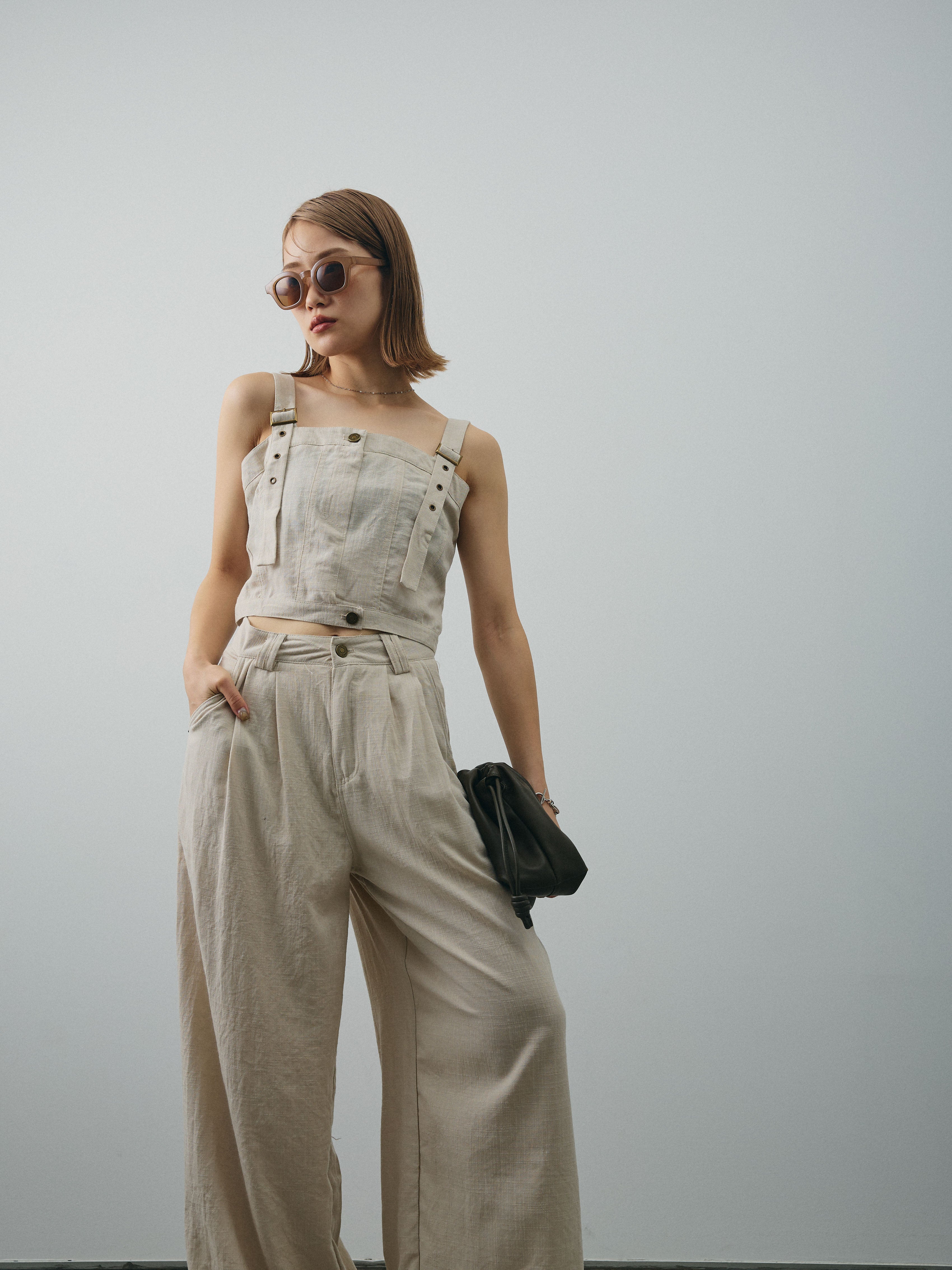 SET]リネンライクビスチェ＆ワイドパンツSET UP(2set) – Lumier