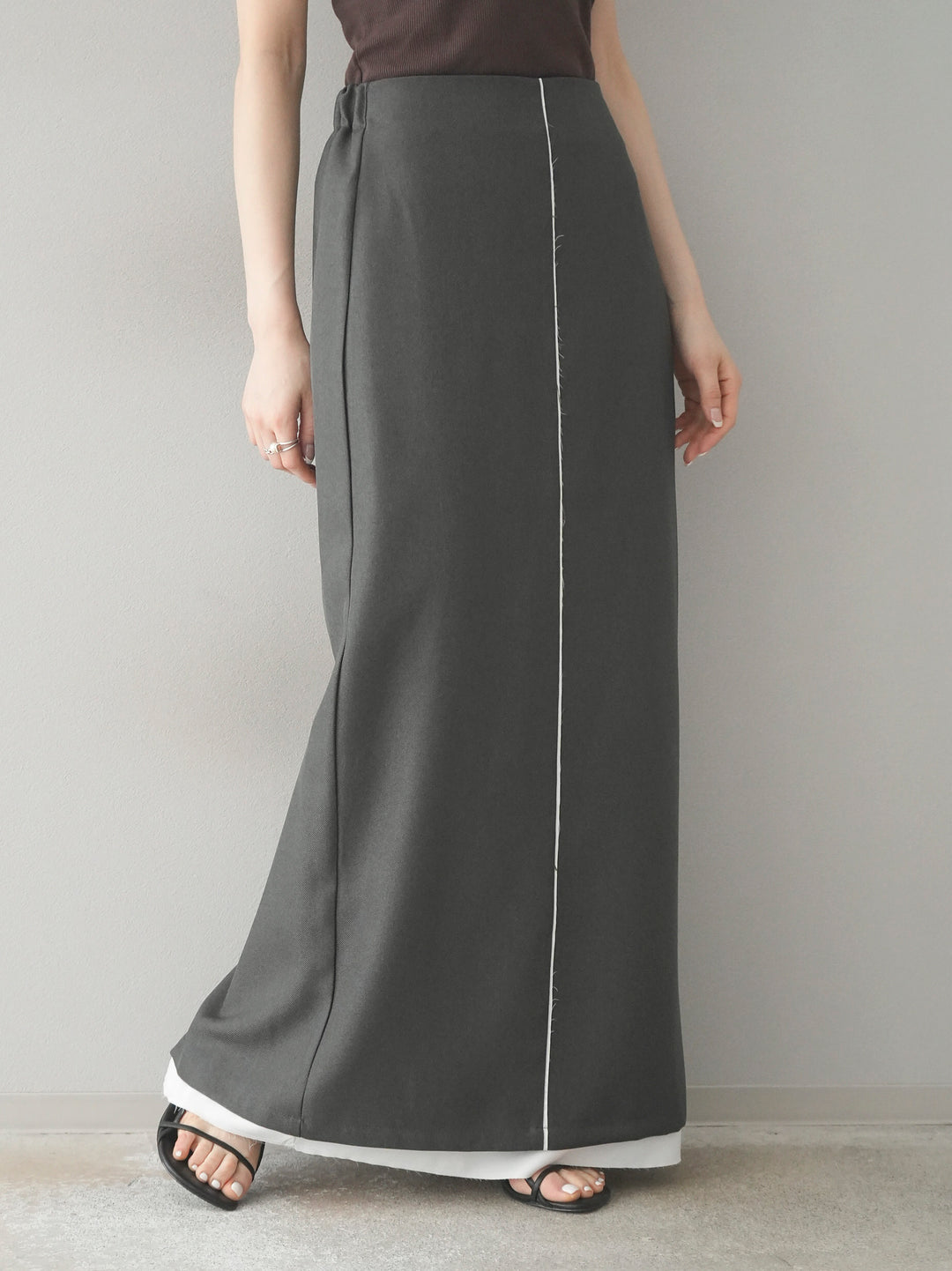 [予約]カットオフレイヤードスカート/チャコール