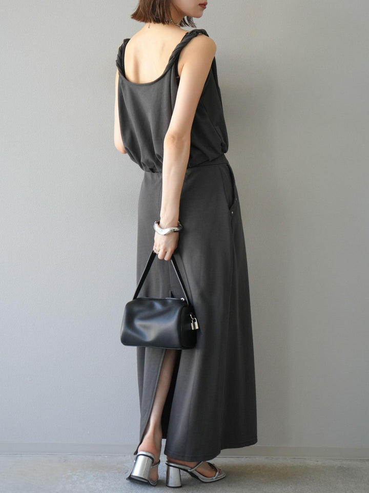 [SET]ミニ裏毛ツイストキャミバルーントップス＆Iラインスカート(2set)