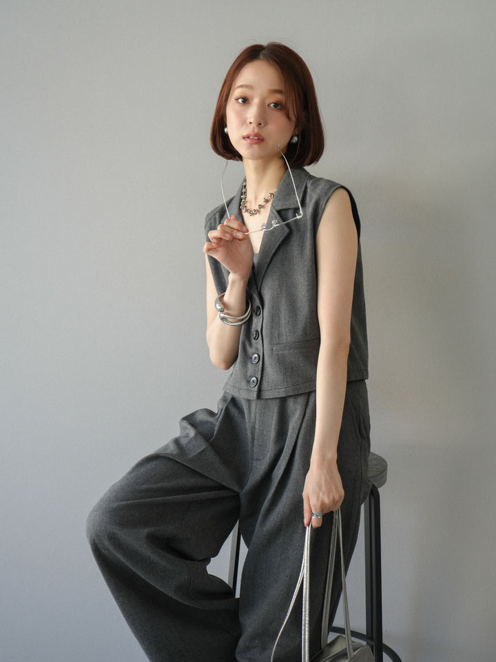 [予約]ツイードタッチテーラードジレ/ダークグレー