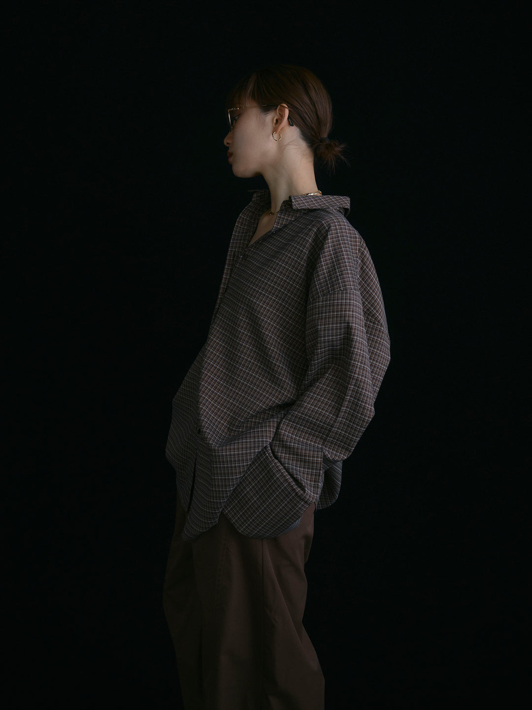 [予約]チェックBIGカフスオーバーシャツ/ブラウン