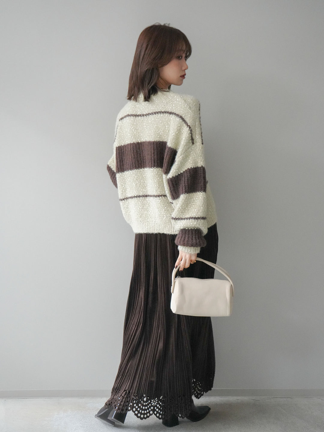 [予約]パンチングデザインスエードプリーツスカート/darkbrown