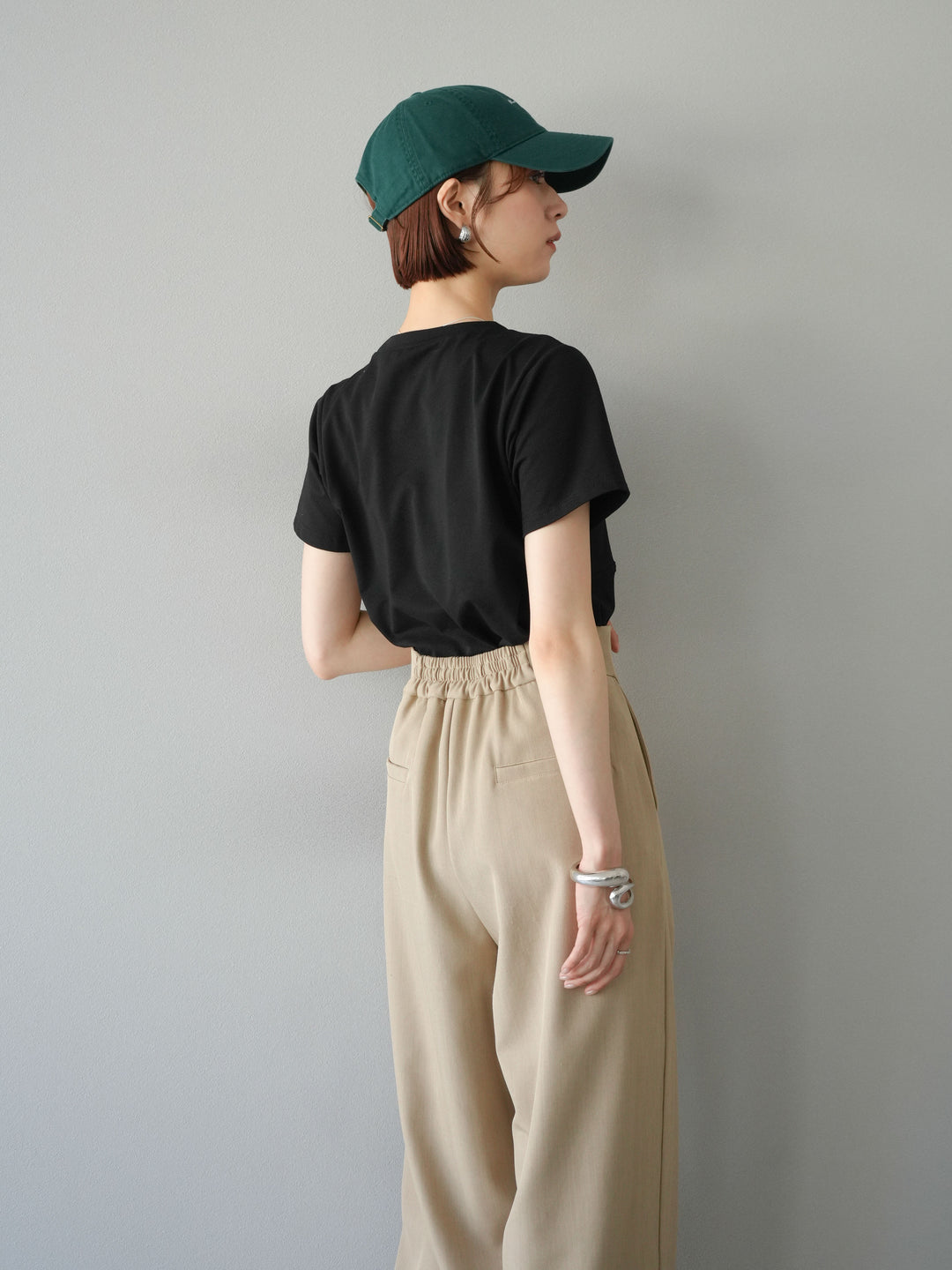 [SET]ビスチェデザインTシャツ+ジップタックワイドパンツ(2set)