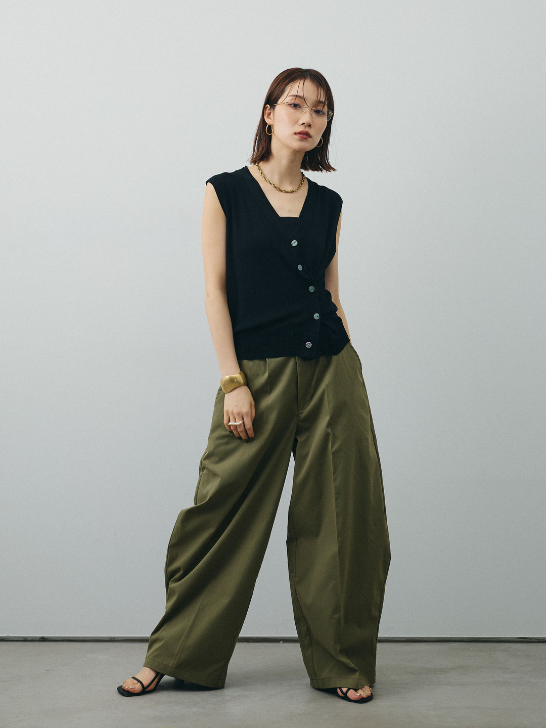 [予約]コクーンワイドチノパンツ/カーキ