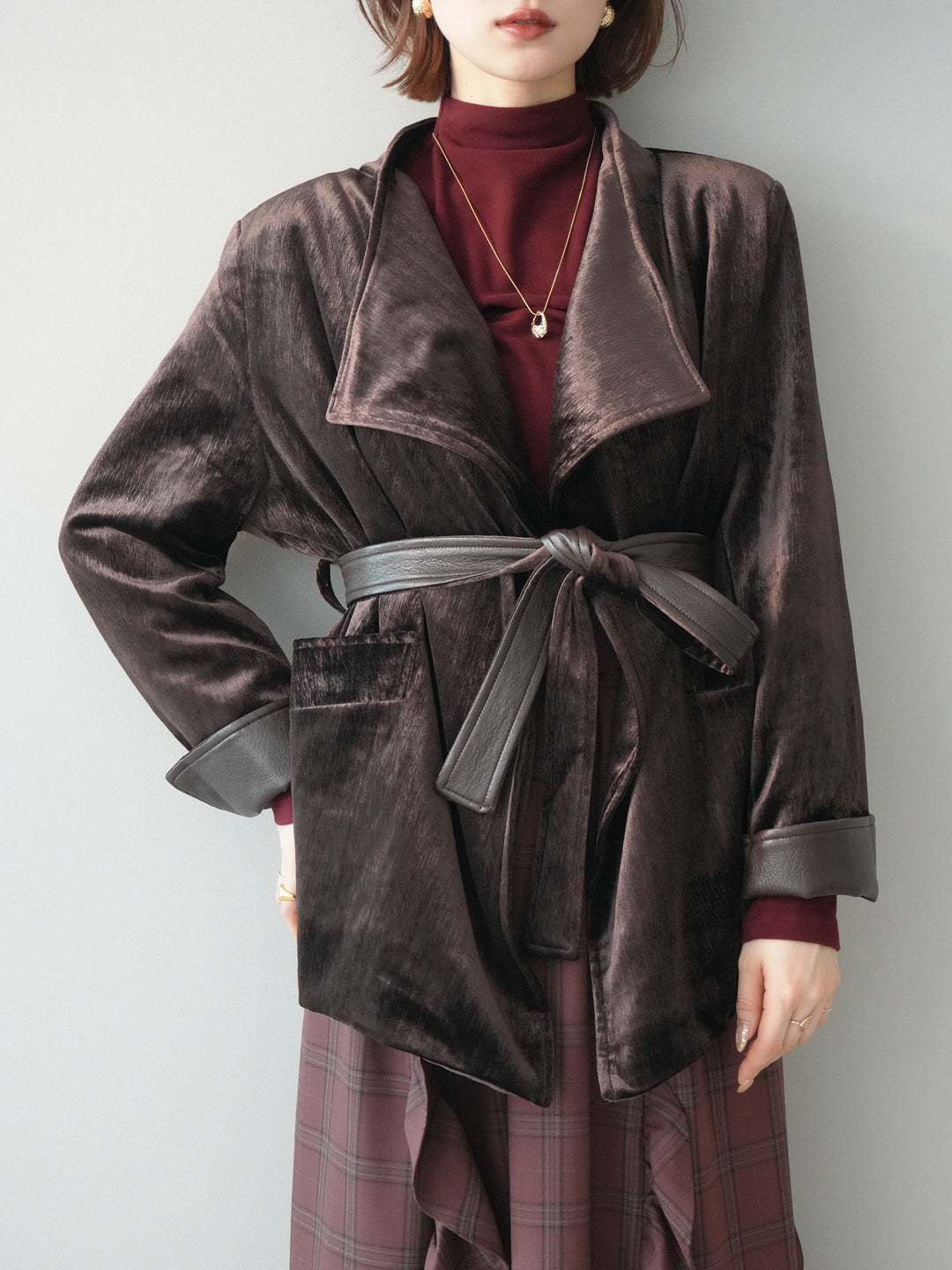 [20%オフ]ベロアガウンジャケット/brown