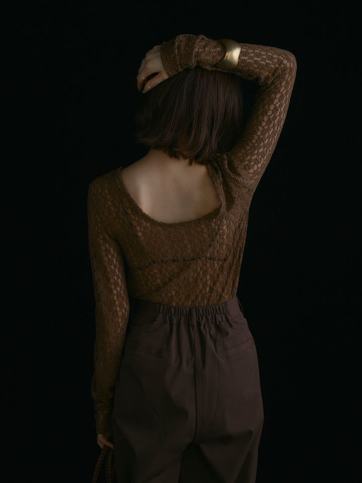 [予約]バックラウンドレーストップス/ブラウン