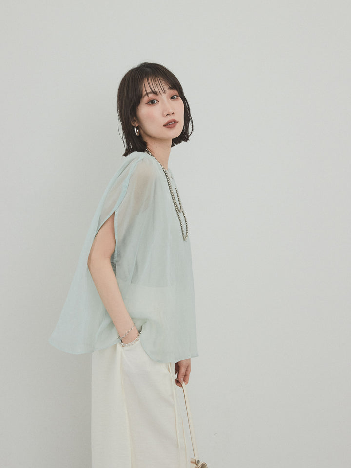 [予約]コンパクトスムースシアーレイヤードトップス/ミント