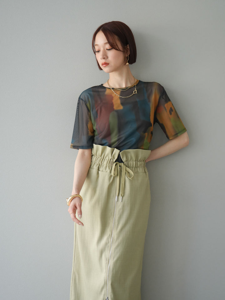 [套裝] 水彩藝術透視T卹 + Heather Ester 褶皺拉鍊裙 (2套)