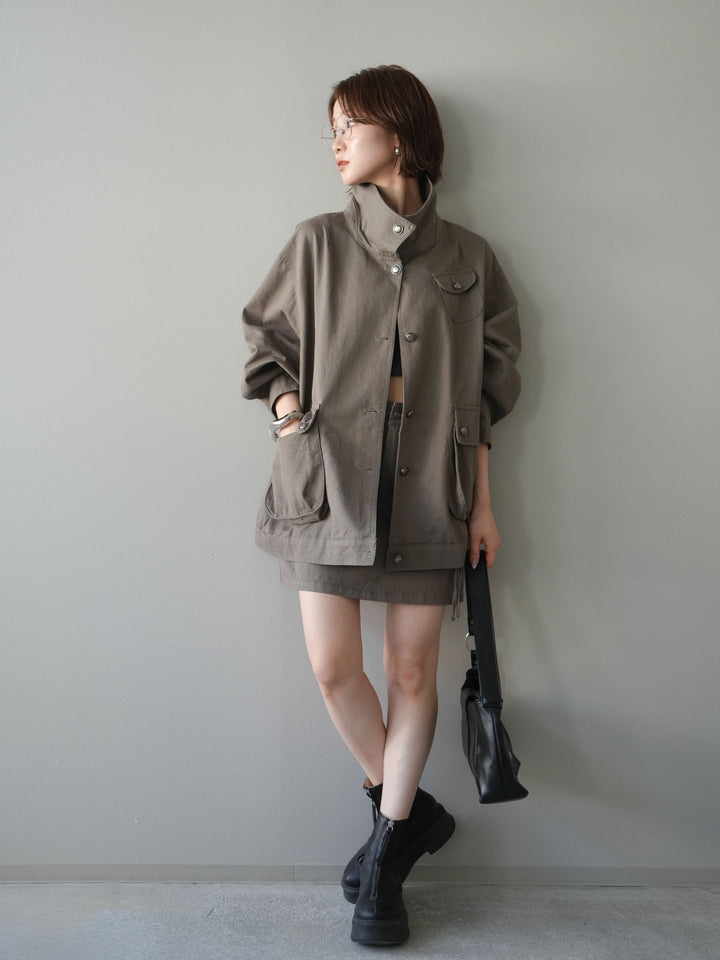 [予約]カーゴディテールミニスカート/khaki