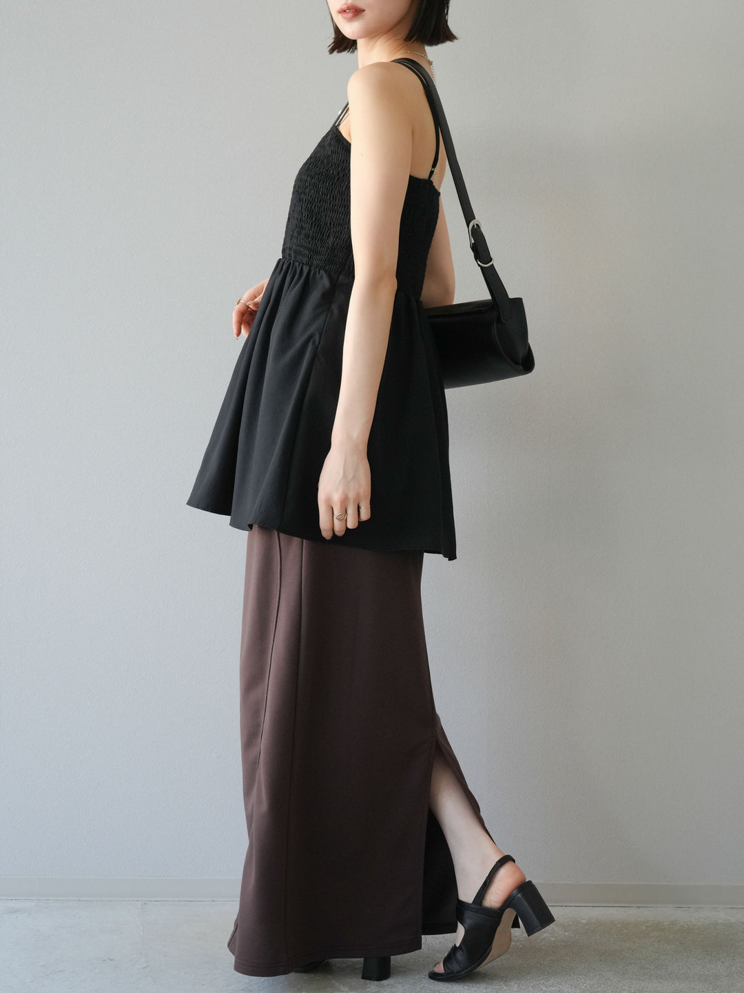 [予約]スウェットロングスカート/ブラウン