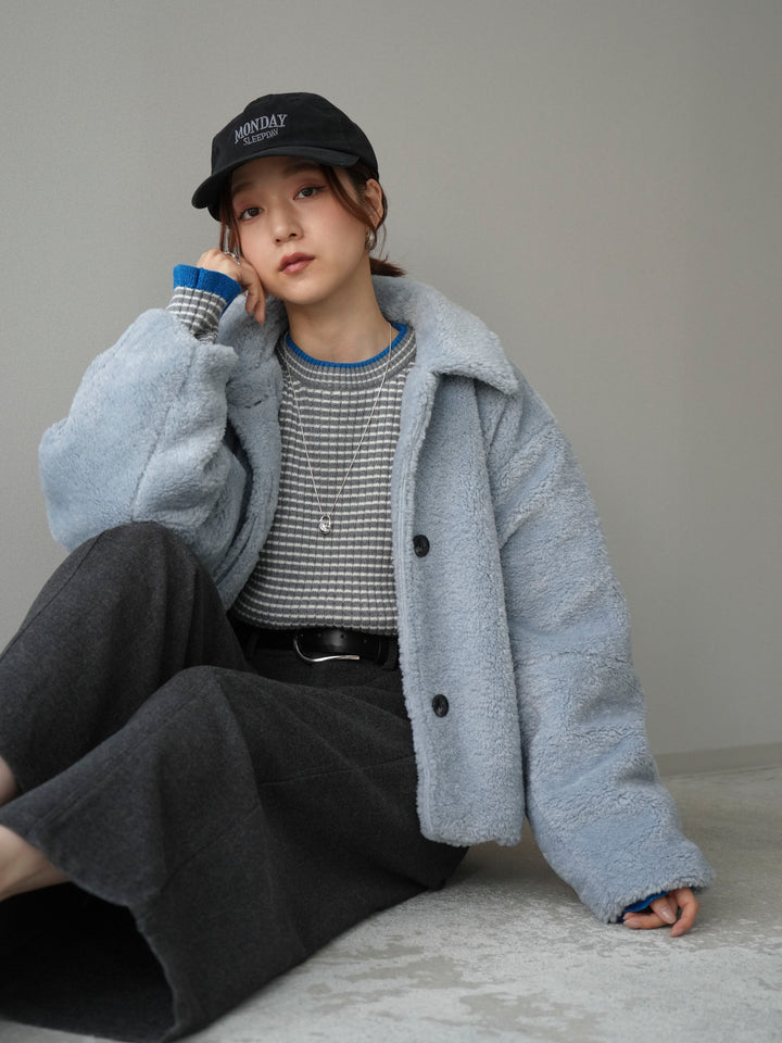 [予約]エコファーステンカラージャケット/blue