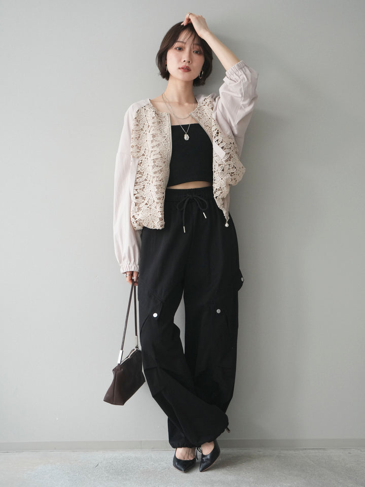 [予約]レースドッキングブルゾン/beige