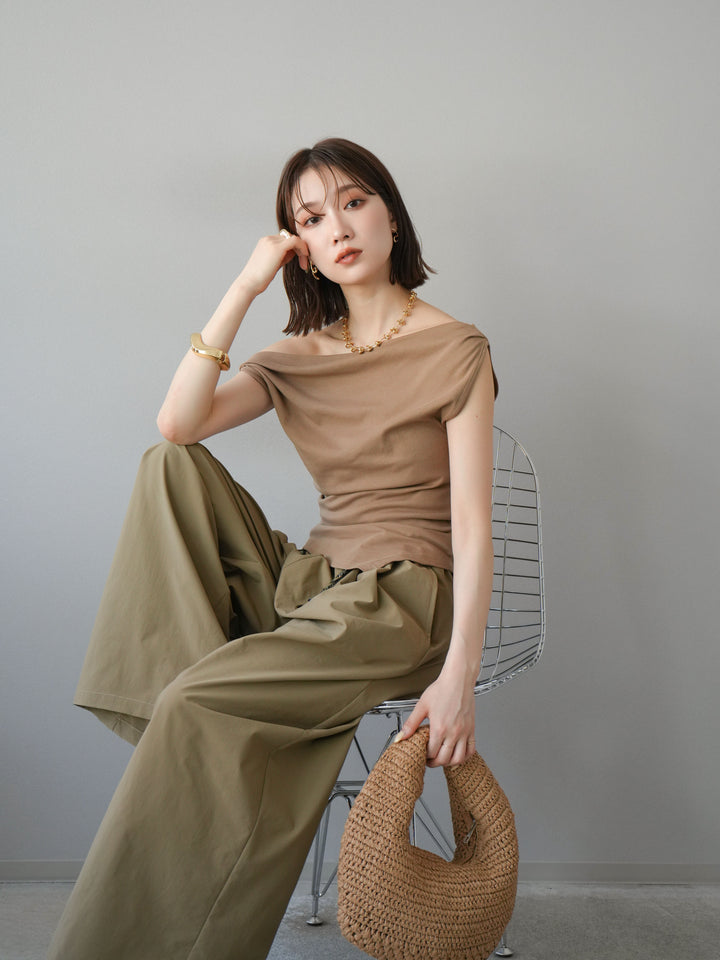 [SET]タックデザイントップス＆ビーズベルト付きパンツSET UP(2set)