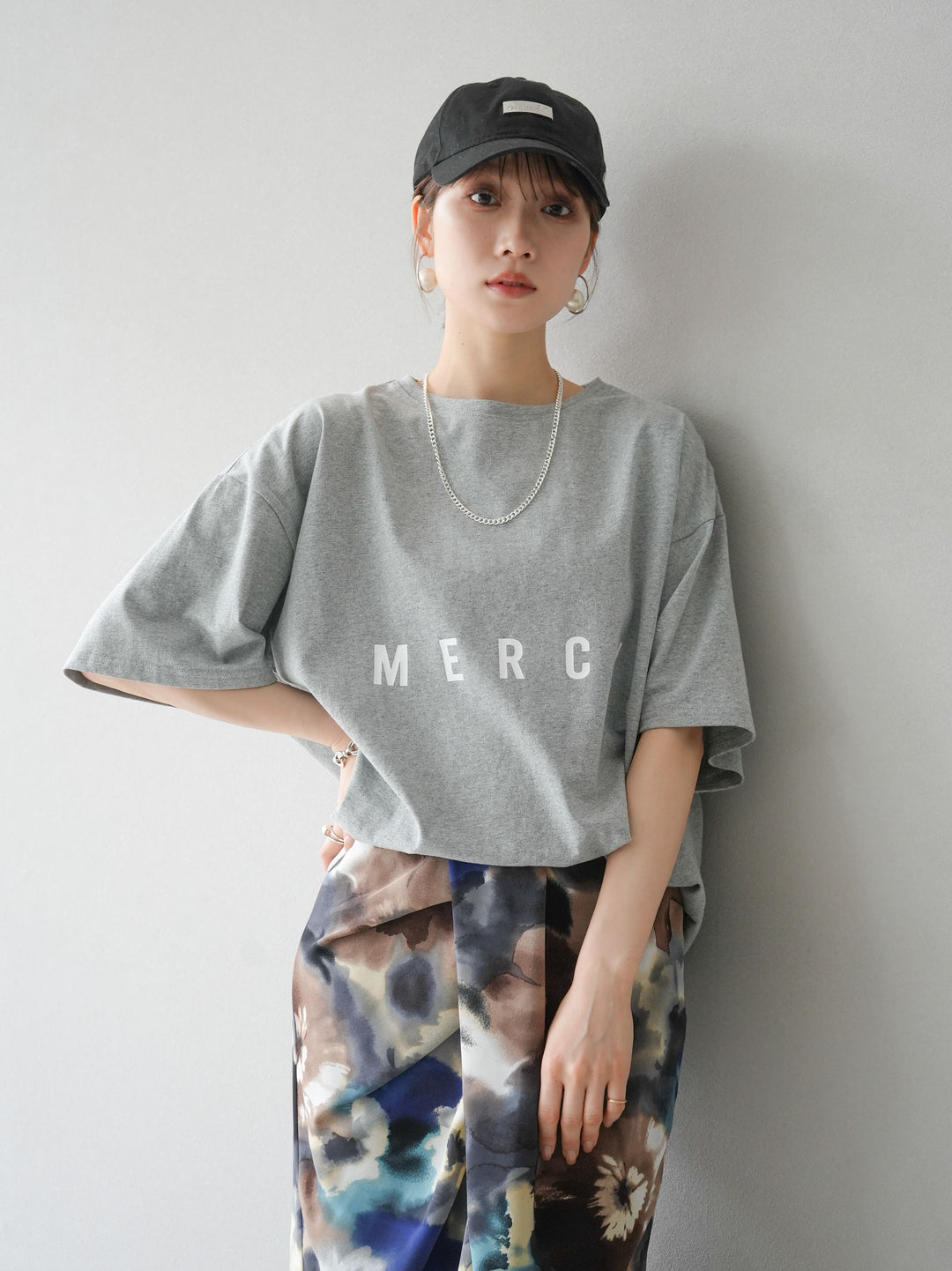 [Pre-order] 'MERCY' printed big T-shirt/heather gray