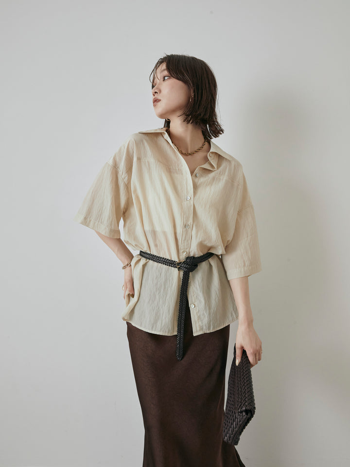 【預購】2WAY尼龍墊圈半身襯衫/奶油色