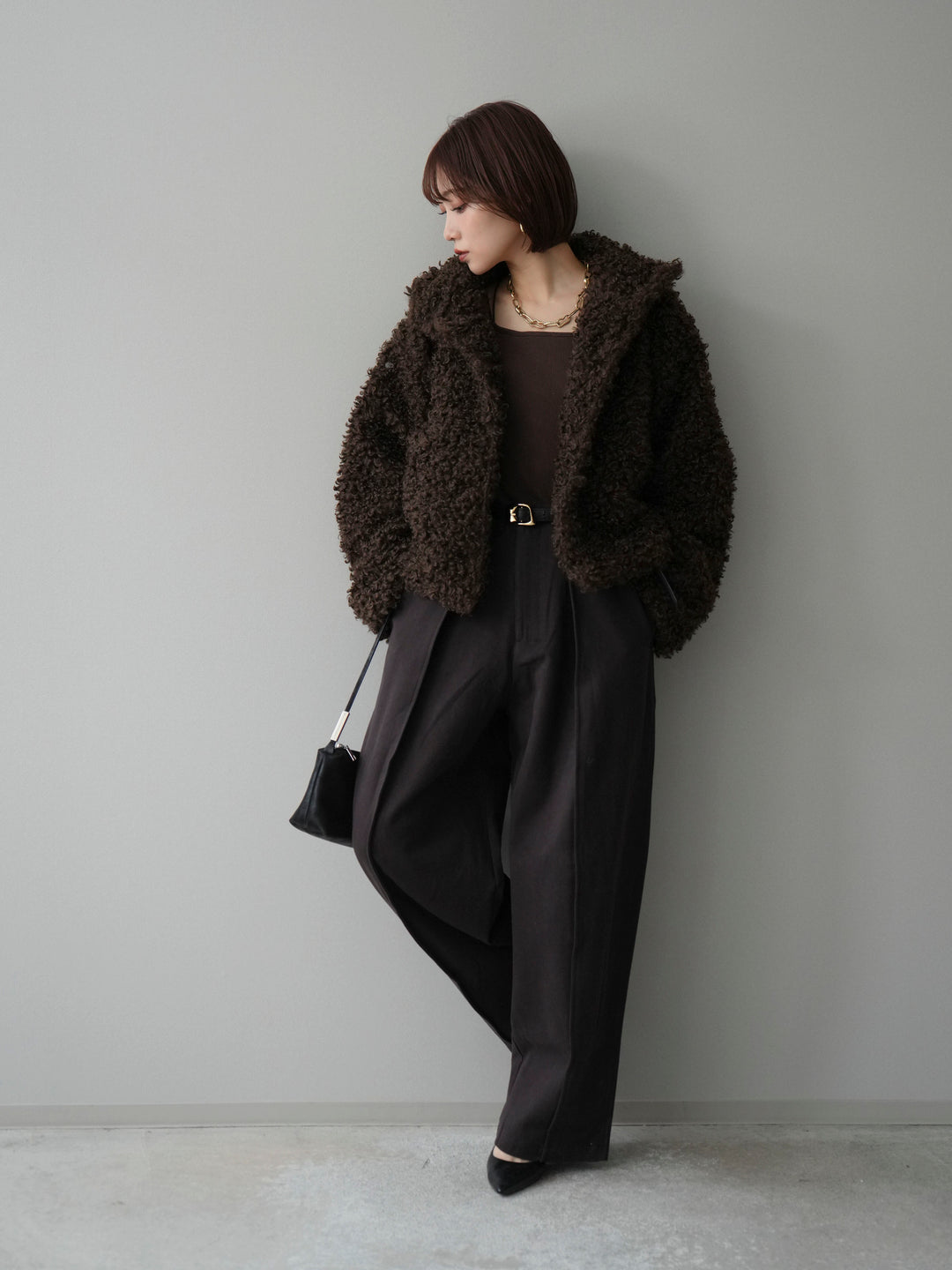 [SET]プードルファーミドルスタンドブルゾン+コットンツイルカーブパンツ(2set)