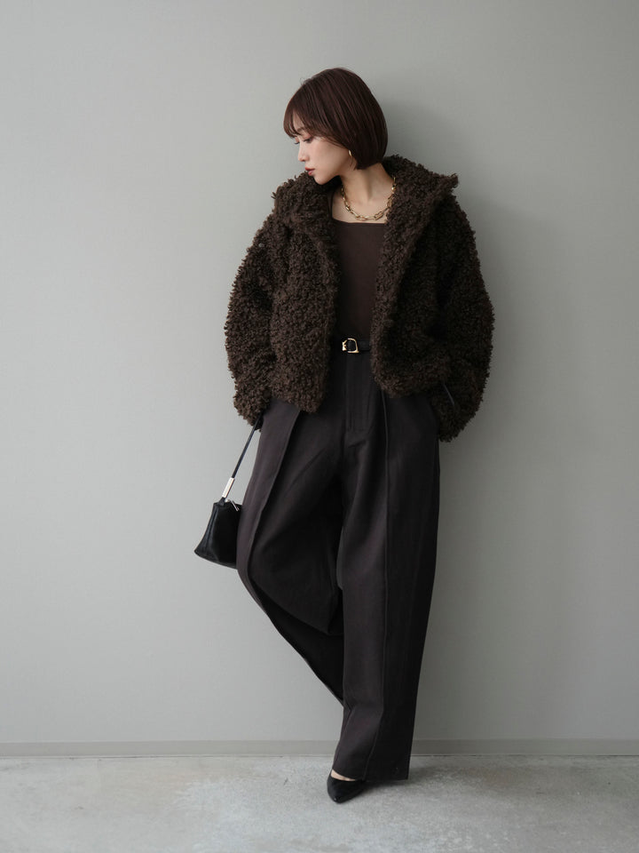 [SET]プードルファーミドルスタンドブルゾン+コットンツイルカーブパンツ(2set)