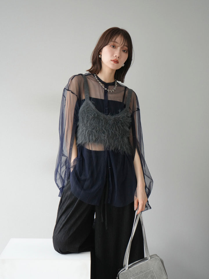 [予約]シャギーニットビスチェ/チャコール