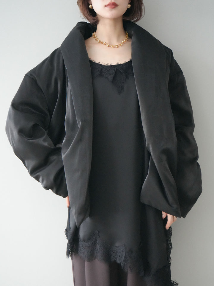 [20%オフ]シャイニーアシンメトリーダウンジャケット/black