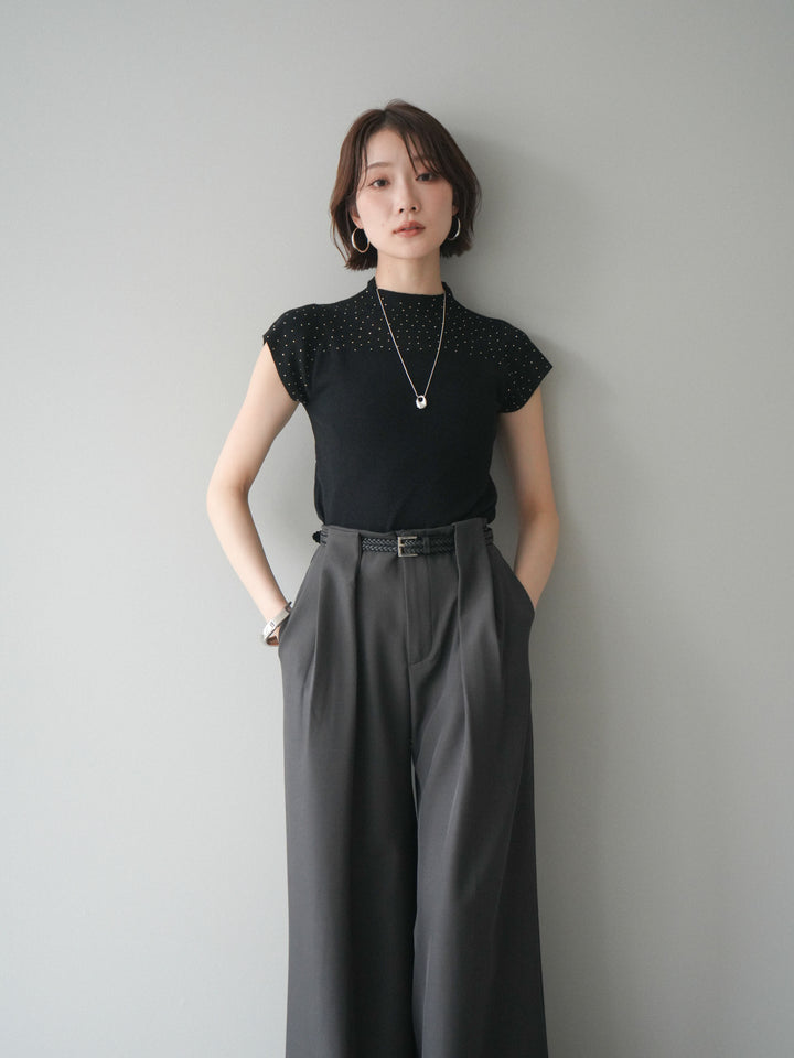 [SET]ビジューシアーフレンチニット+選べるアクセセット(2set)