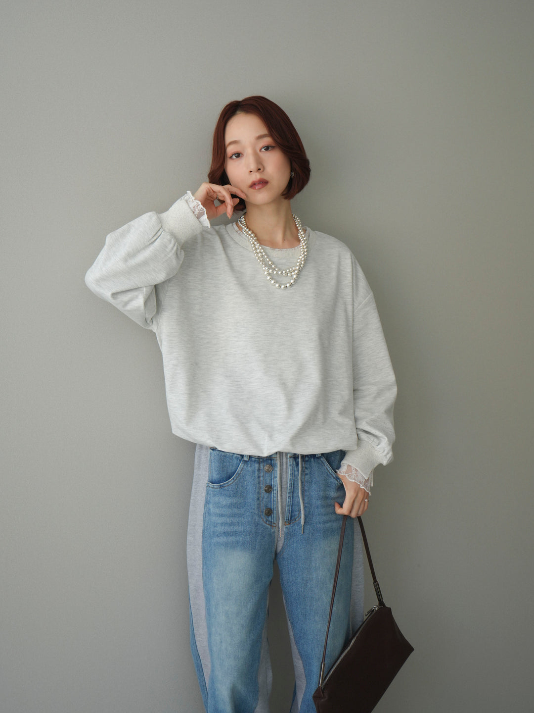 [予約]袖レースカットバルーンプルオーバー/oatmeal