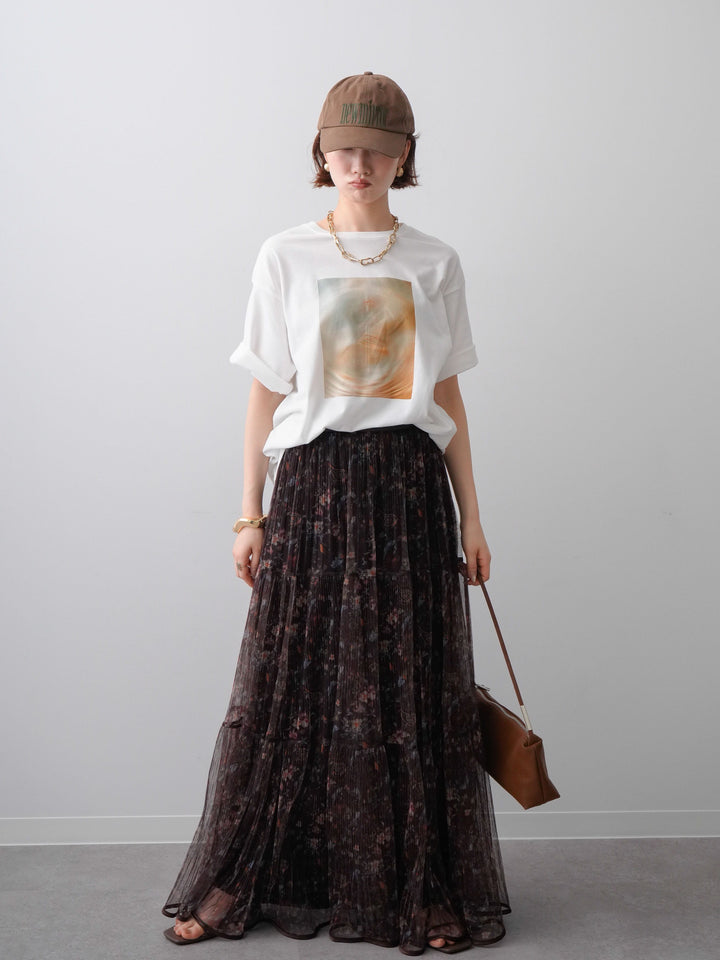 [SET]ニュアンスフォトTEE+フラワーチュールギャザースカート(2set)