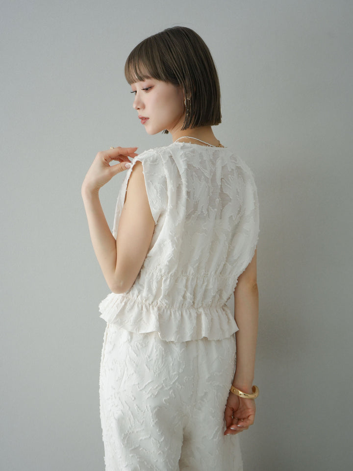 [予約]シアージャガードシャーリングブラウス/アイボリー