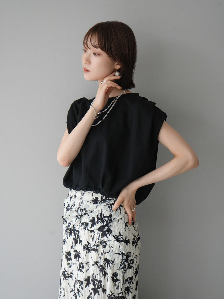 [Pre-order] Washer waist design flower pattern skirt/off-white