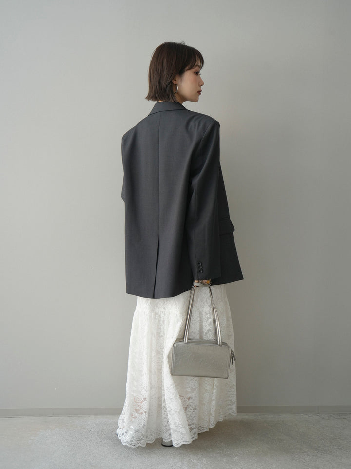 [SET]ギャザー切替レースキャミワンピース+ダブルブレストオーバージャケット(2set)