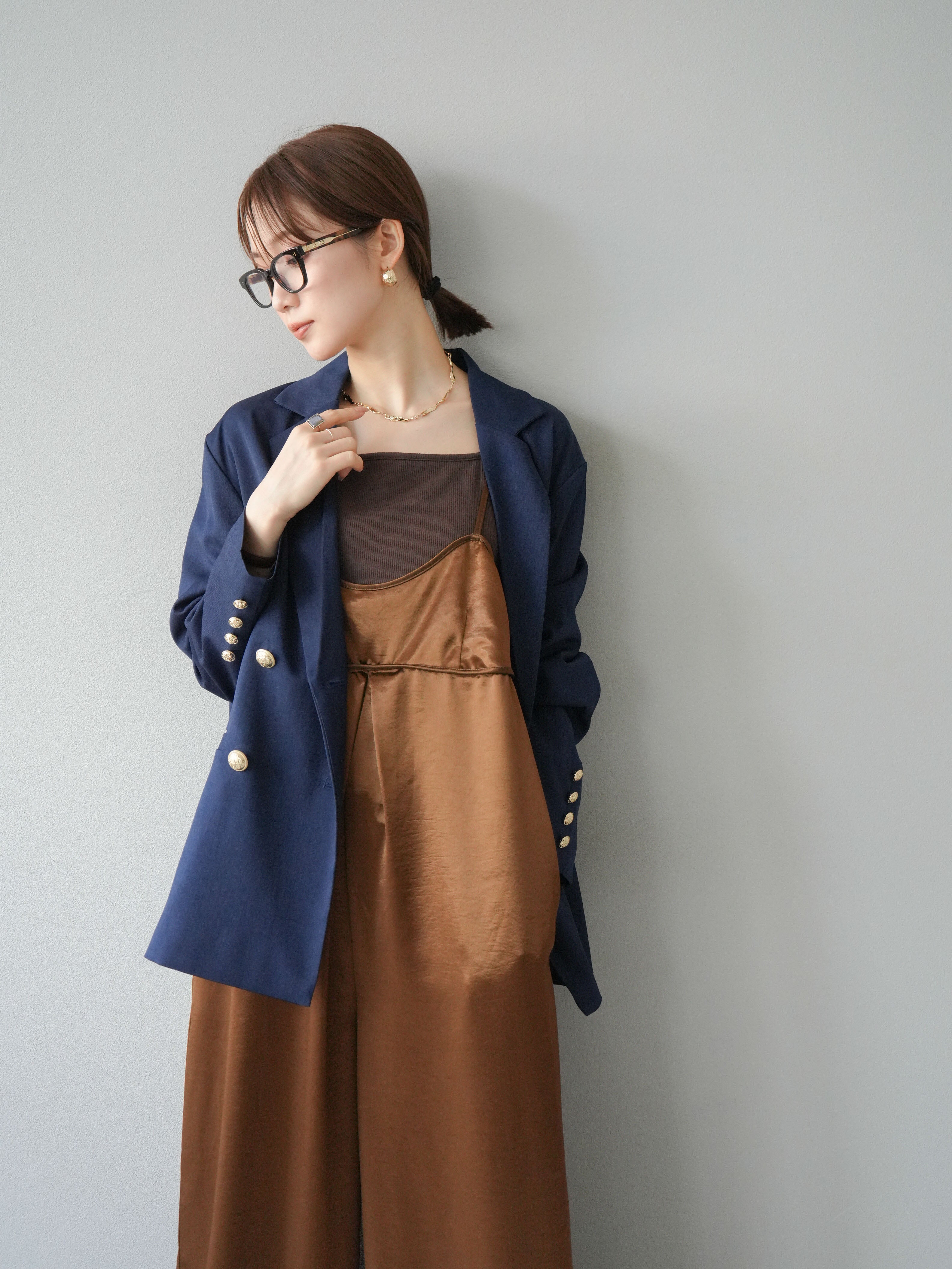 予約]ゴールドボタンツイルダブルテーラードジャケット/ネイビー – Lumier