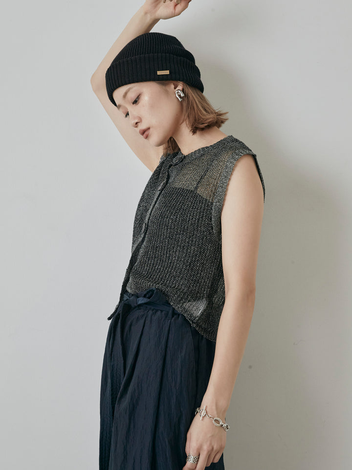 [予約]コードラメニットベスト/ブラック