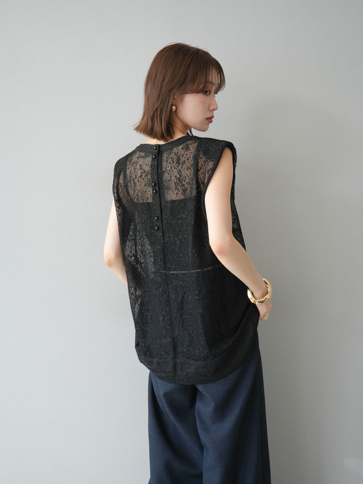 [予約]シャイニーレースプルオーバー/ブラック