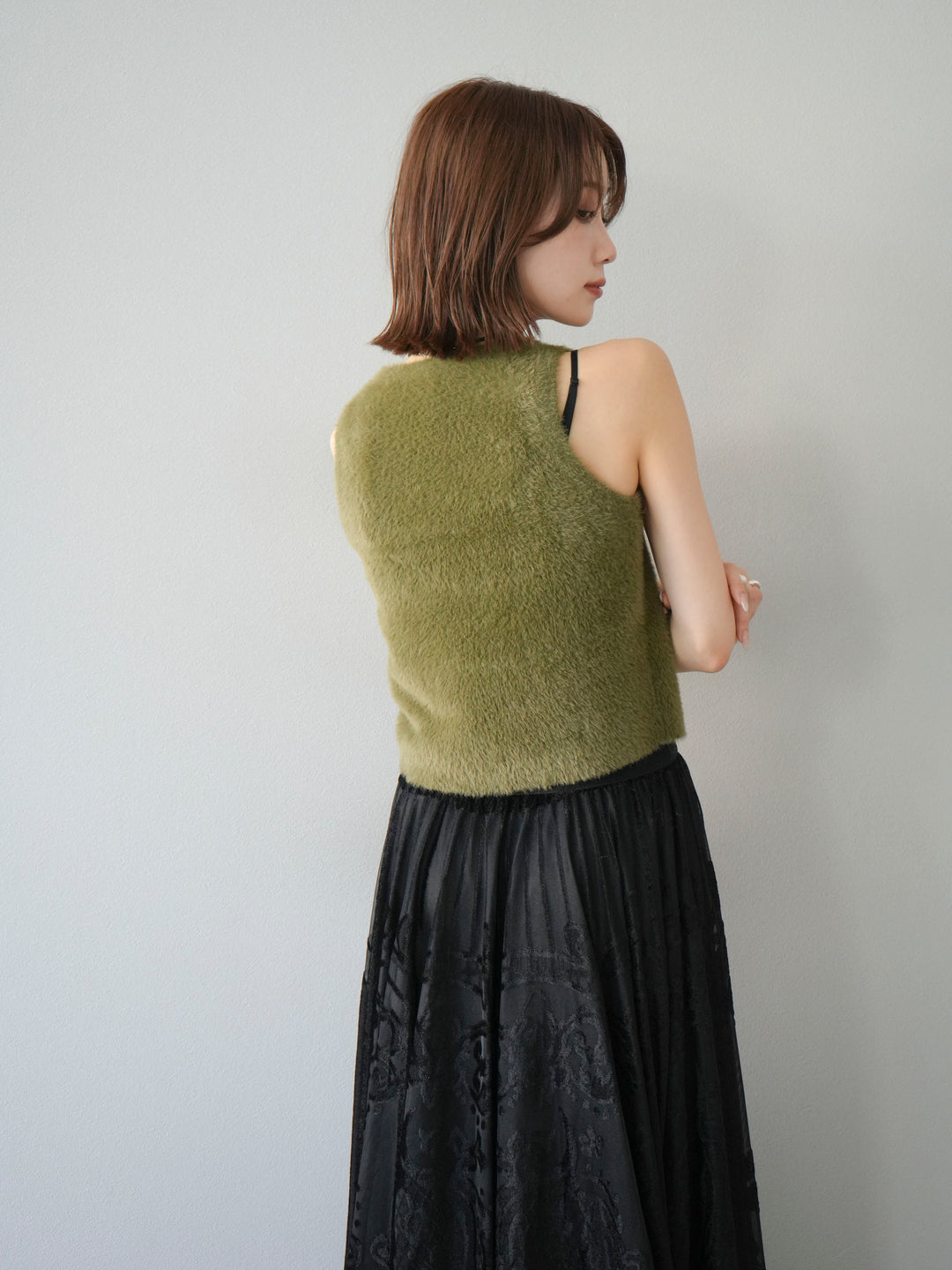 [予約]シャギーニットタンクトップ/カーキ