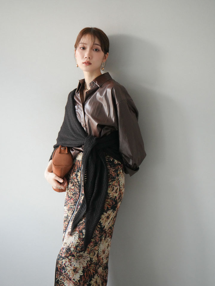 [予約]フェイクレザーシャツ/ブラウン