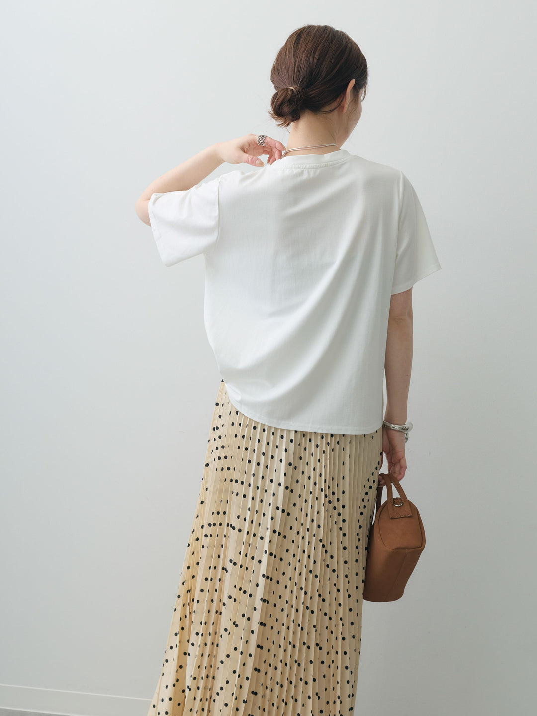 [SET]ラッフルドッキングTEE+ドットアコーディオンプリーツスカート(2set)