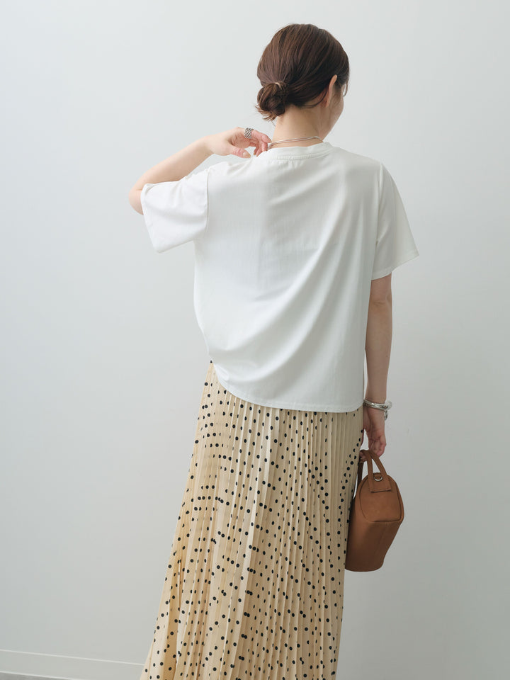 [SET]ラッフルドッキングTEE+ドットアコーディオンプリーツスカート(2set)