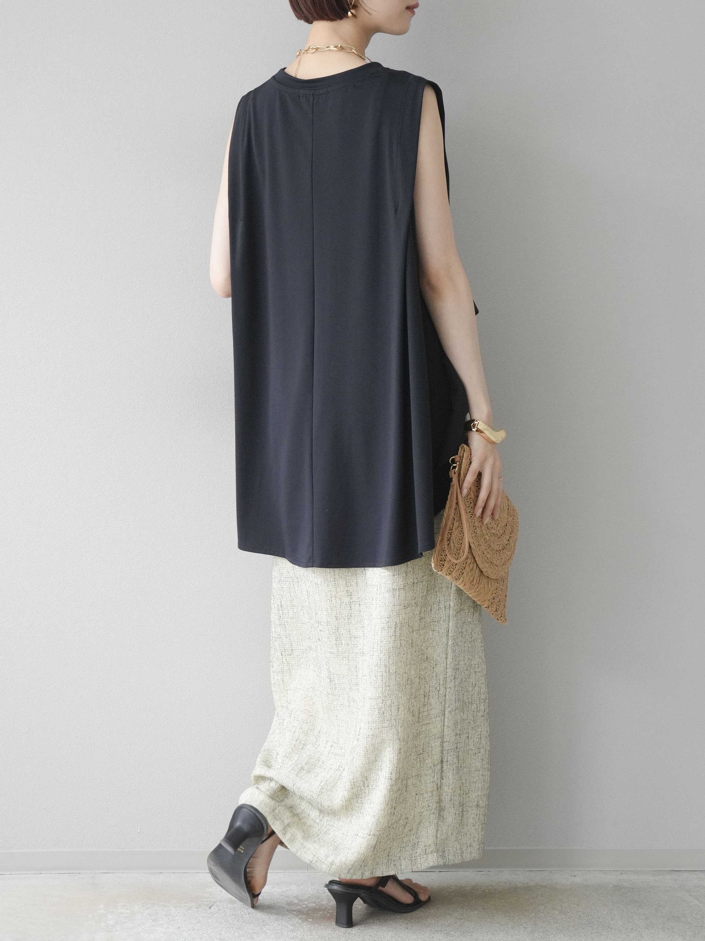 sakishimatokyo DRAWER◆22SS/サマーツイードタックスカート/38/コットン/CRM/6524-234-1639 パンツ サマーツイードタックワイドパンツ レディース