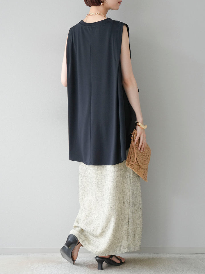 [予約]サマーツイードタックサイドスリットスカート/ベージュ