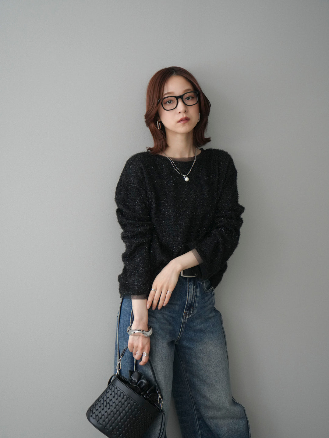 [SET]ラメシャギートップス+選べるアクセセット(2set)