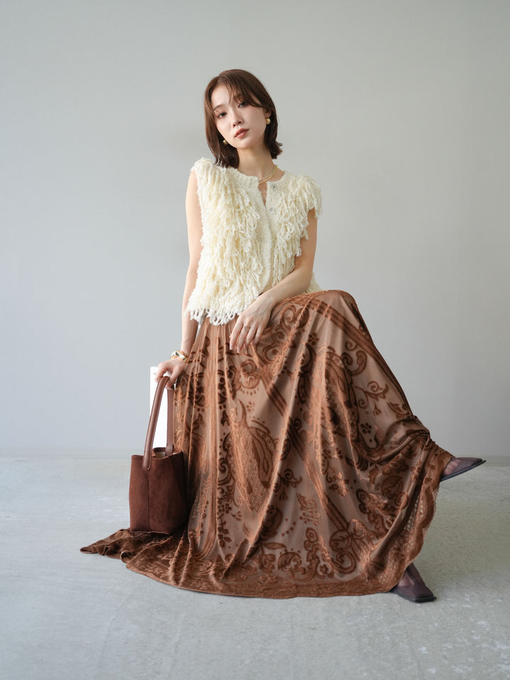 [予約]フリンジループニットベスト/アイボリー