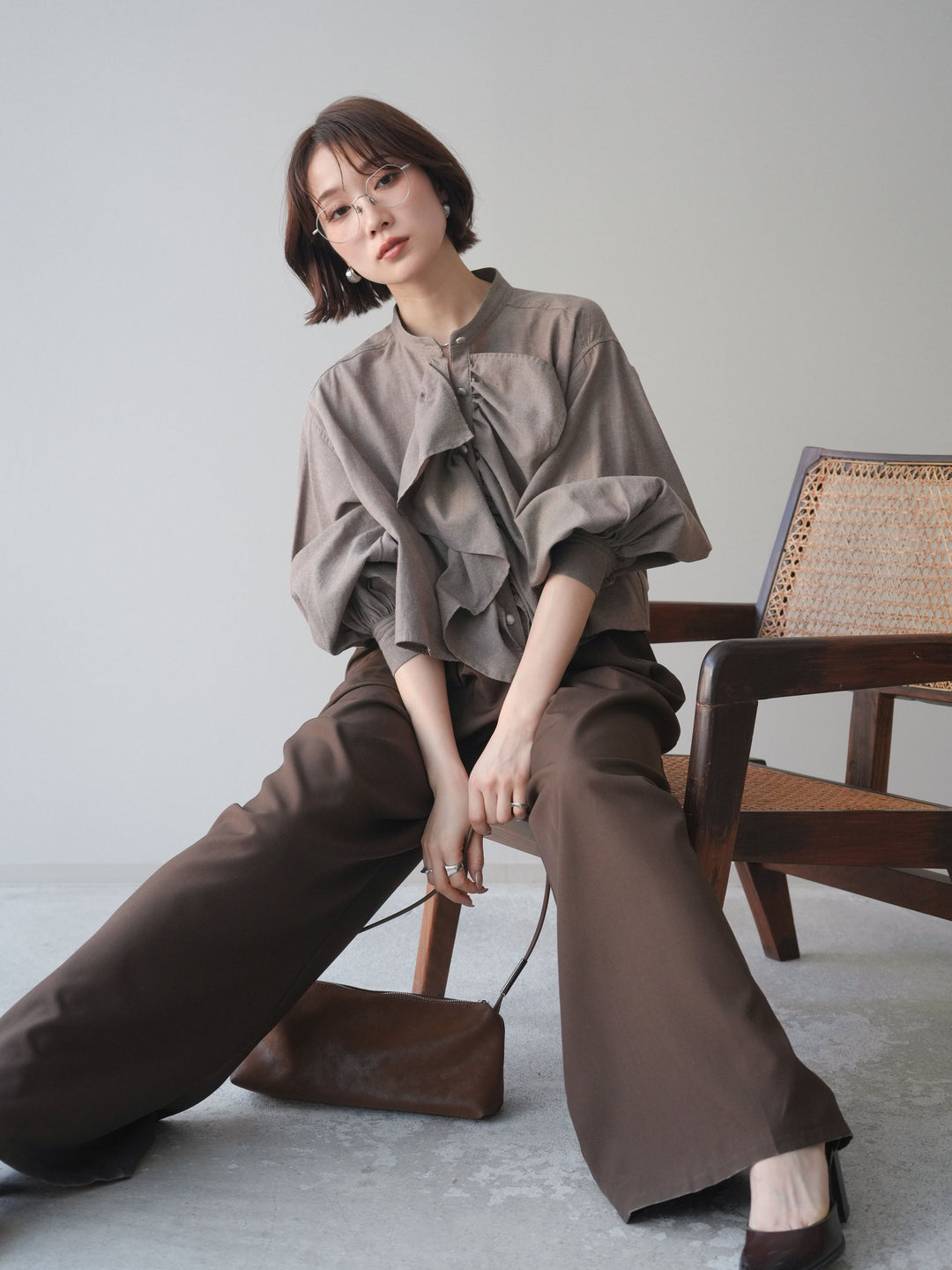 [SET]ラッフルフレアショートブラウス+ラッフルフレアショートブラウス(2set)