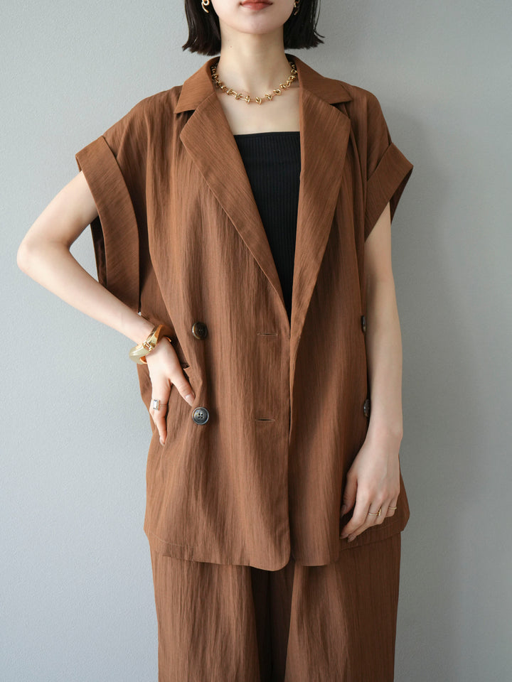 [SET]リネンライクノースリーブダブルジレ+リネンライクノースリーブダブルジレ(2set)