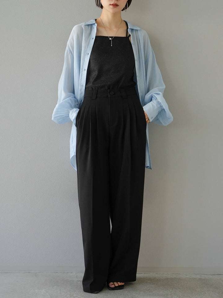 [Pre-order] 3-pleat wide pants/black